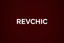 Dark Red background in Center REVCHIC white fonts