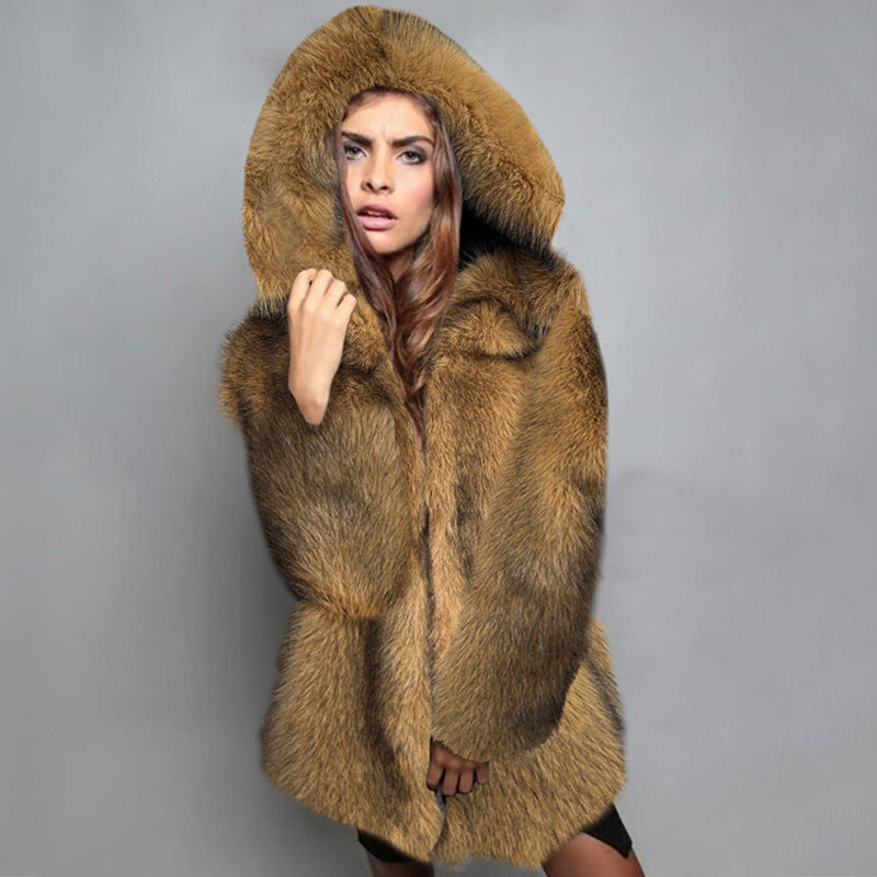 Casual Mid Length Western Faux Fur Coat