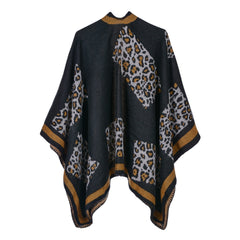 Women Leopard Pattern Cashmere Scarf Shawl Cape