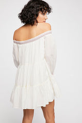 Bohemian Floral Embroidered Shoulder Vacation Dress