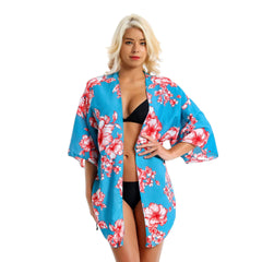 Chiffon Red Printed Short Beach Cover up