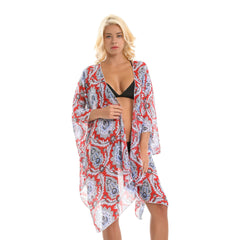 Ethnic Rattan Floral Print Chiffon Sun Protection Cover Up