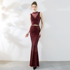 Elegant Sequin Sleeveless Slim Fit Fishtail Evening Dress