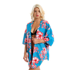 Chiffon Red Printed Short Beach Cover up