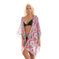 Ethnic Rattan Floral Print Chiffon Sun Protection Cover Up