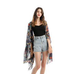 Geometric Abstract Printed Chiffon Cover Up