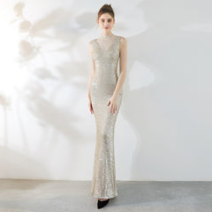 Elegant Sequin Sleeveless Slim Fit Fishtail Evening Dress