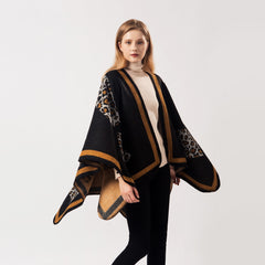 Women Leopard Pattern Cashmere Scarf Shawl Cape