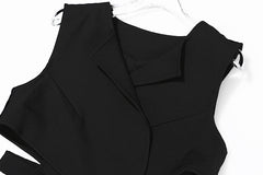 Black White Contrast Color Half Lantern Sleeve Two Piece Suit