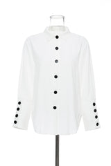 Black White Contrast Color Half Lantern Sleeve Two Piece Suit