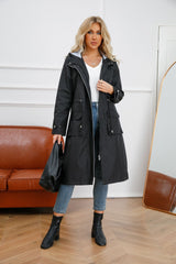 Women Waterproof Hooded Long Casual Trench Coat