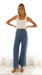 Women Casual Retro Loose Straight Jeans