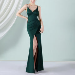 Elegant Satin Sling Slim Fit Fishtail Formal Dress