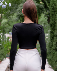 Summer Knitted Tight Boning Corset Waist Square Collar Top