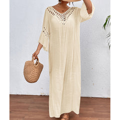 Hand Hook Colorful Backless Loose Beach Long Cover up