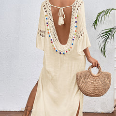 Hand Hook Colorful Backless Loose Beach Long Cover up