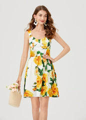 Women Summer Sleeveless Floral A Line Elegant Dress