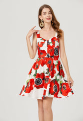 Women Summer Sleeveless Floral A Line Elegant Dress