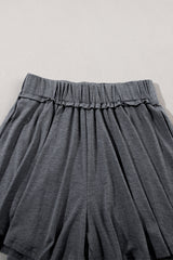 High Waist Straight Casual Loose Draping Effect Shorts