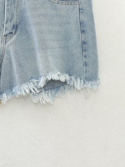 Women French Brushed Burr Denim Shorts