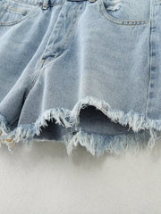 Women French Brushed Burr Denim Shorts