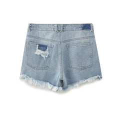 Women French Brushed Burr Denim Shorts