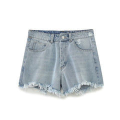 Women French Brushed Burr Denim Shorts