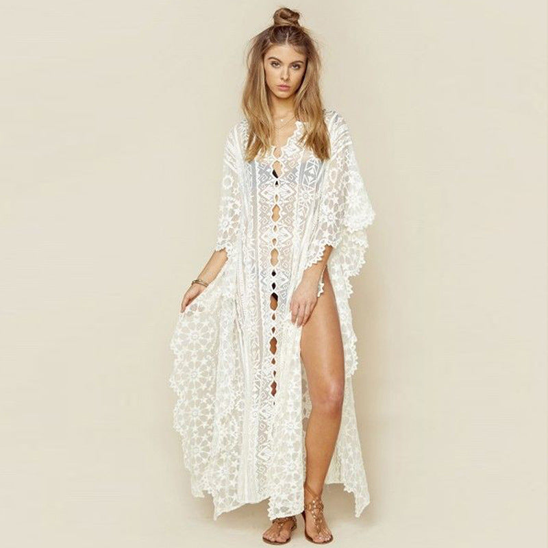 Mesh Embroidered Robe Loose Cover Up