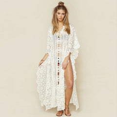 Mesh Embroidered Robe Loose Cover Up