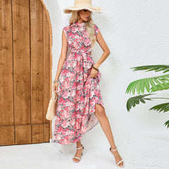 Summer Vacation Floral Elegant Backless A Line Maxi Dress