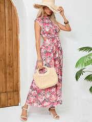 Summer Vacation Floral Elegant Backless A Line Maxi Dress