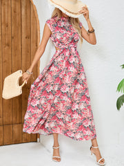 Summer Vacation Floral Elegant Backless A Line Maxi Dress