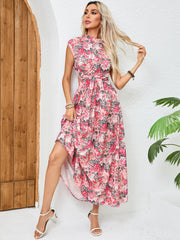 Summer Vacation Floral Elegant Backless A Line Maxi Dress