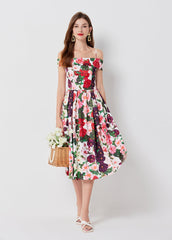 Women Summer Vacation Printed Floral A Line Dress