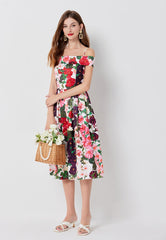 Women Summer Vacation Printed Floral A Line Dress