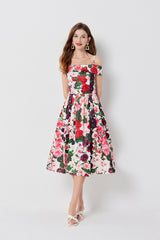 Women Summer Vacation Printed Floral A Line Dress