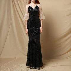 Elegant Silk Tassel Sequin Fishtail Formal Dress