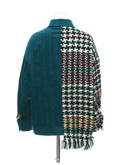 Autumn Jacquard Woolen Plaid Corduroy Patchwork Coat