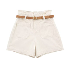 Women Street Baggy Denim Shorts With Belt