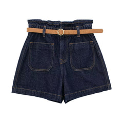 Women Street Baggy Denim Shorts With Belt