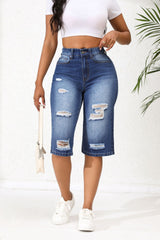 Summer Ripped Cropped Straight Leg Loose Shorts