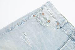 Women High Waist Frayed Denim Shorts