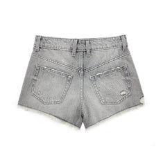 French High Waist Casual Denim Shorts