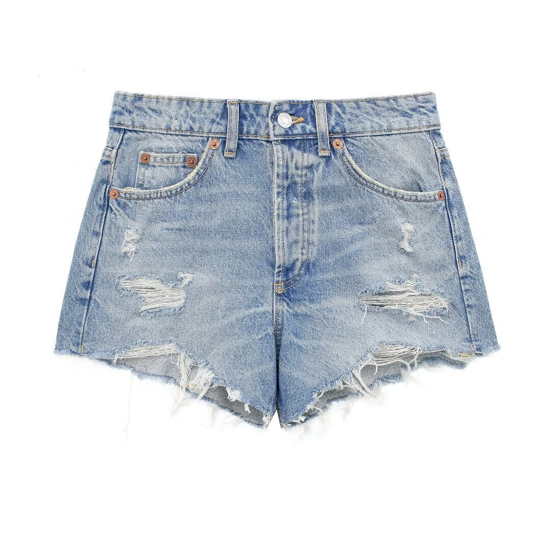 French High Waist Casual Denim Shorts