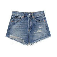 French High Waist Casual Denim Shorts