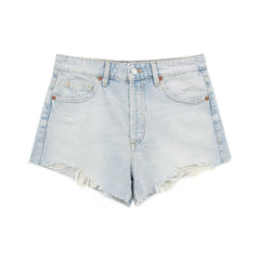 French High Waist Casual Denim Shorts