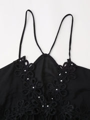 Women Rivet Embroidery Strap Top