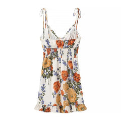 Summer Floral Print Sexy Side Split Hem Vacation Dress