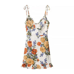 Summer Floral Print Sexy Side Split Hem Vacation Dress