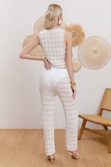 Sleeveless Beach Vest Striped Pants Set